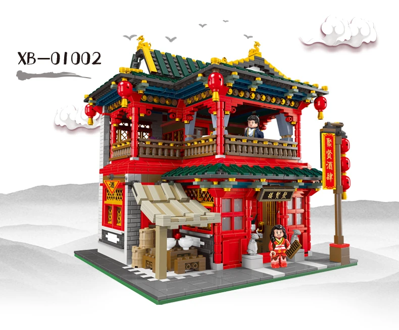3267 шт Xingbao 01002 Zhonghua Street MOC креативная серия ресторан таверна строительные блоки кирпичи развивающие игрушки для взрослых