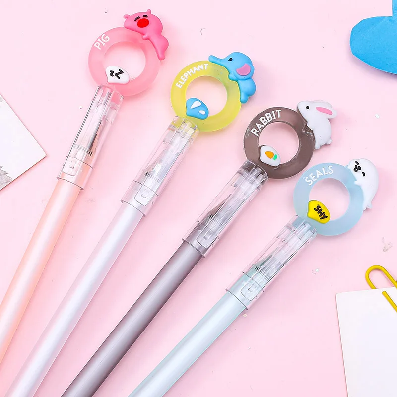 Милый мультфильм животных пончик свинья Дельфин стираемая гелевая ручка кролик