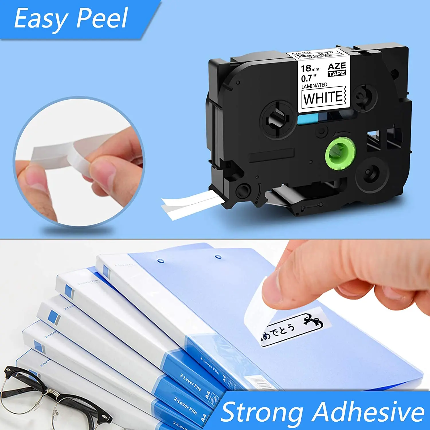 Лента для этикеток 18 мм совместимая с Brother устройство PT310 ламинированная черная