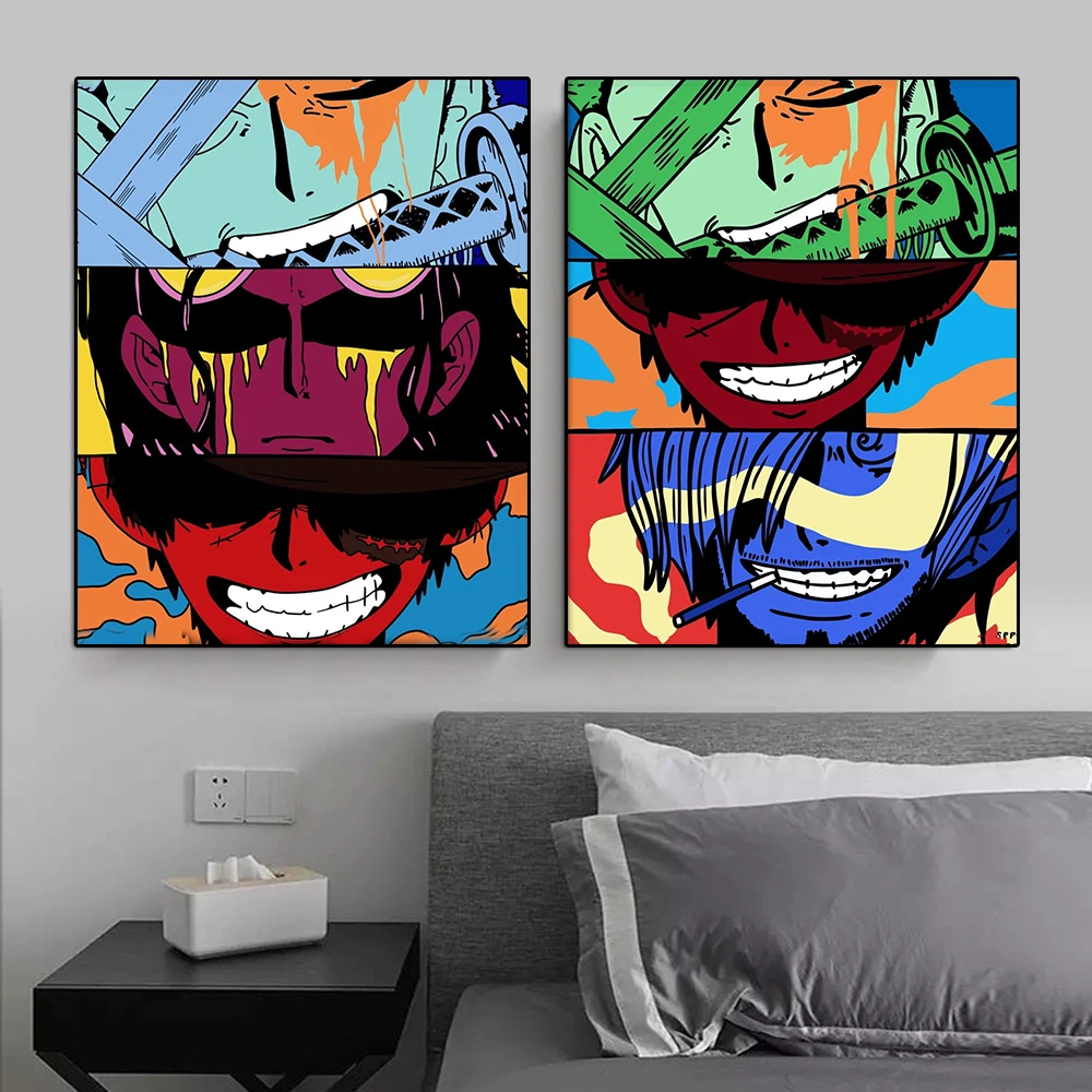 One Piece Luffy Face Абстрактная Картина на холсте японский аниме плакат и печать