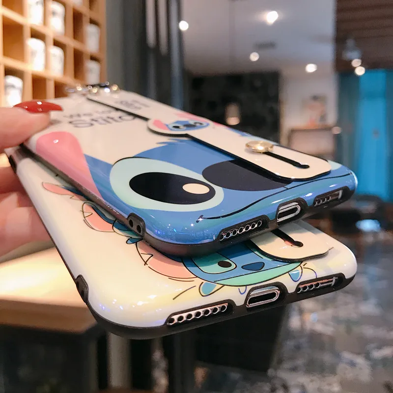 Чехол для iPhone 6 6s 8 Plus X XR XS 11 Pro Max с милым мультяшным синим светом напульсник задняя