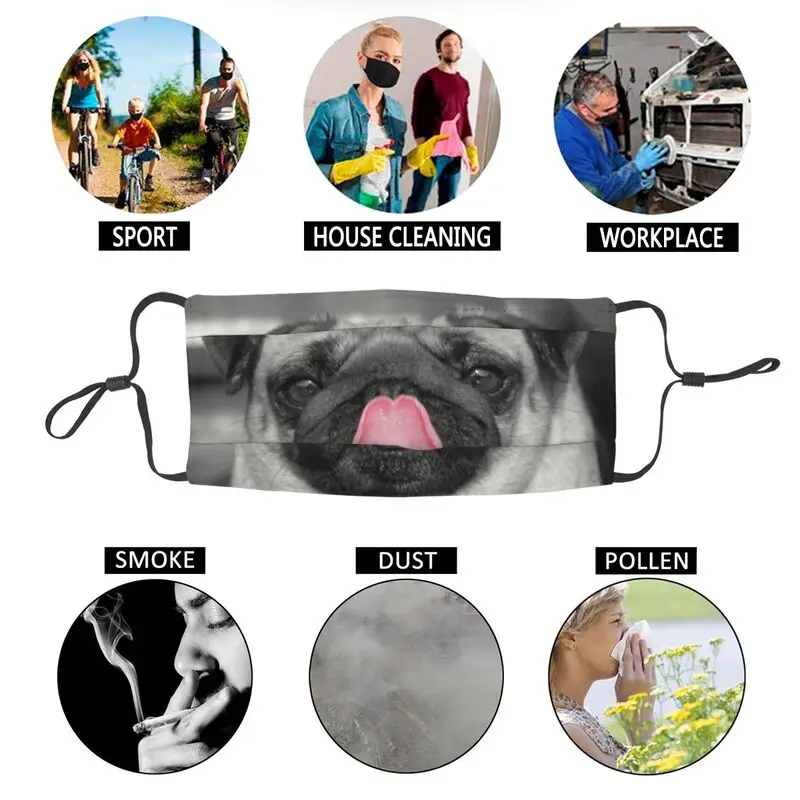 

Washable Pug Mask for Face Puppy Dog Anti Haze Dust Protection Cover Respirator Muffle