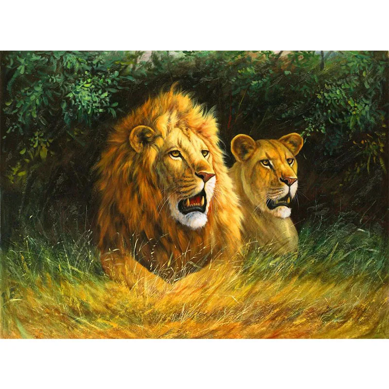 5D алмазная вышивка полный набор круглые стразы Лев тигр картины 3D живопись