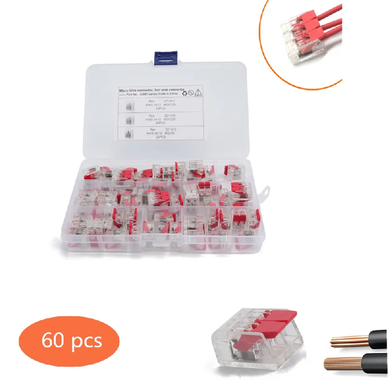 60 шт. универсальные клеммы блок вставной электрический провод разъем 12 24AWG Тип