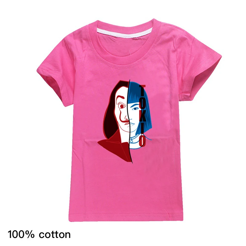 

La Casa De Papel T Shirt Kids Short Sleeve Funny Cartoon Money Heist Girls Tops Tshirt House of Paper Graphic Children Clothes