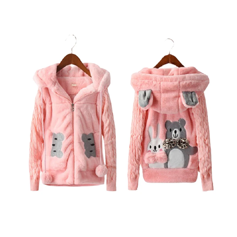 От 2 до 12 лет 2020 на осень и зиму для девочек шерстяное пальто в виде кролика куртка