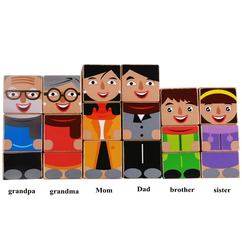 Бесплатная доставка Детские сборные блоки деревянные игрушки с забавными