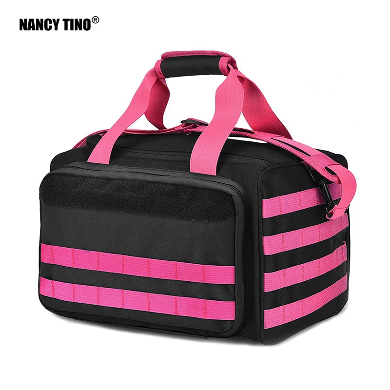 

NANCY TINO Tactical Bags Molle System Handbag Hunting Accessory Gun Shooting Range Bag Pistol Training Pink Camping 600D Nylon