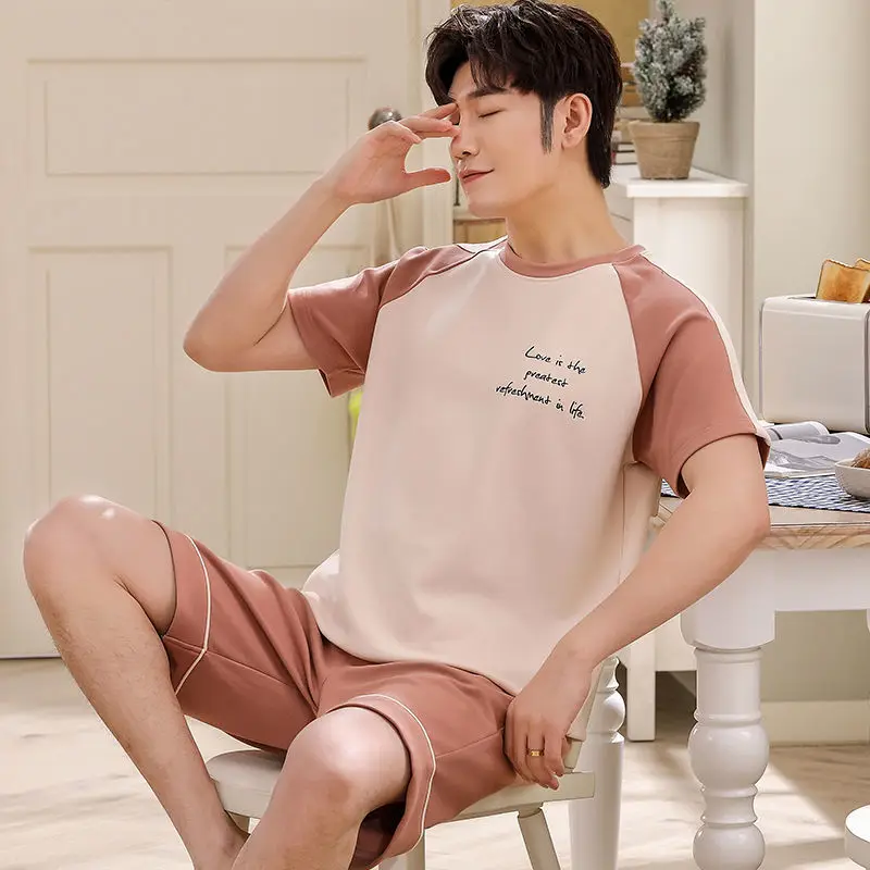 Женский летний пижамный комплект трикотажная Хлопчатобумажная Пижама одежда