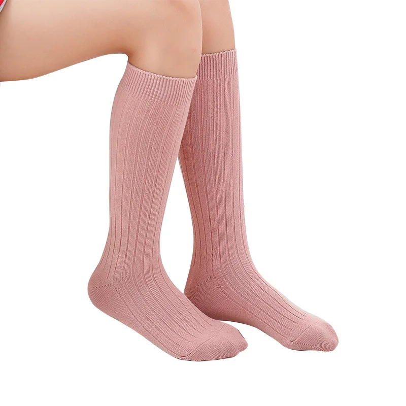 Calcetines largos hasta la rodilla para ni&ntilde;os y ni&ntilde;as, de algod&oacute;n suave, calentadores de piernas de Color s&oacute;lido, primavera y oto&ntilde;o, 2021-5