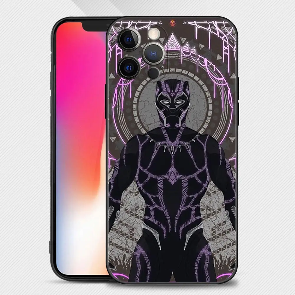Phone Case For iPhone 14 13 12 11 Pro Max Mini XS Max XR X 7 8 Plus 6S Cover Silicone Shell Fundas Marvel Heroes Black Panther