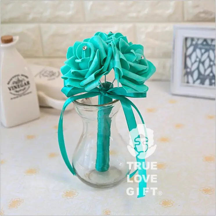 

Wedding Bouquets PE Rose Baby Flower Wedding Bouquet Diamond Ribbon Bouquet Flowers Accessories SPH147