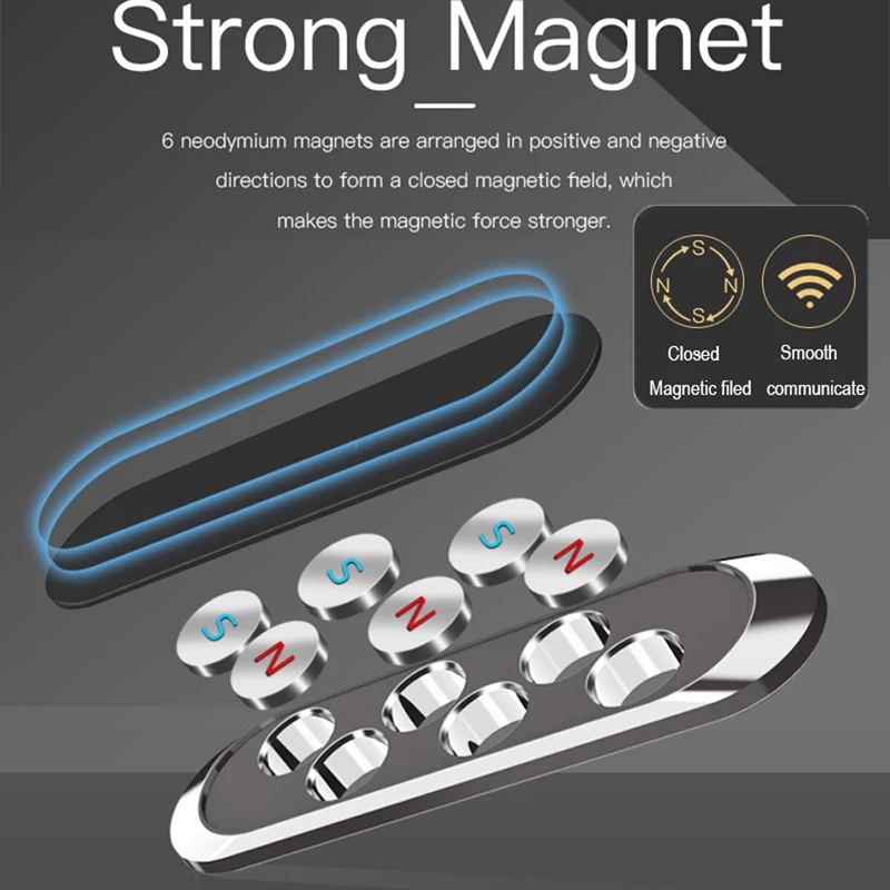 magnetic car phone holder for iphone 12 11 pro max x r samsung s20 metal magnet navigation car bracket 360 degree rotation stand free global shipping