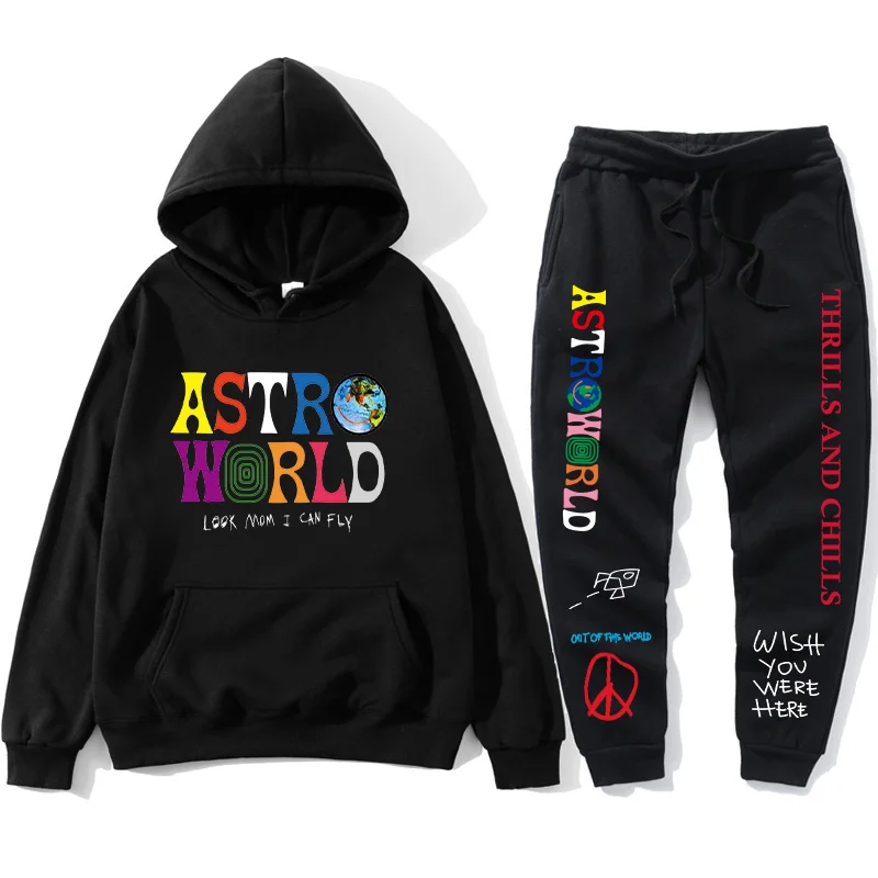 

TRAVIS SCOTT hope you are here HOODIES fashion letters HOODIE streetwear + pants men's pullover sweatshirt