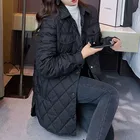 Женская ветрозащитная куртка Bella Philosophy, длинное Прямое пальто, повседневные женские парки с ромбовидным узором, верхняя одежда для зимы,