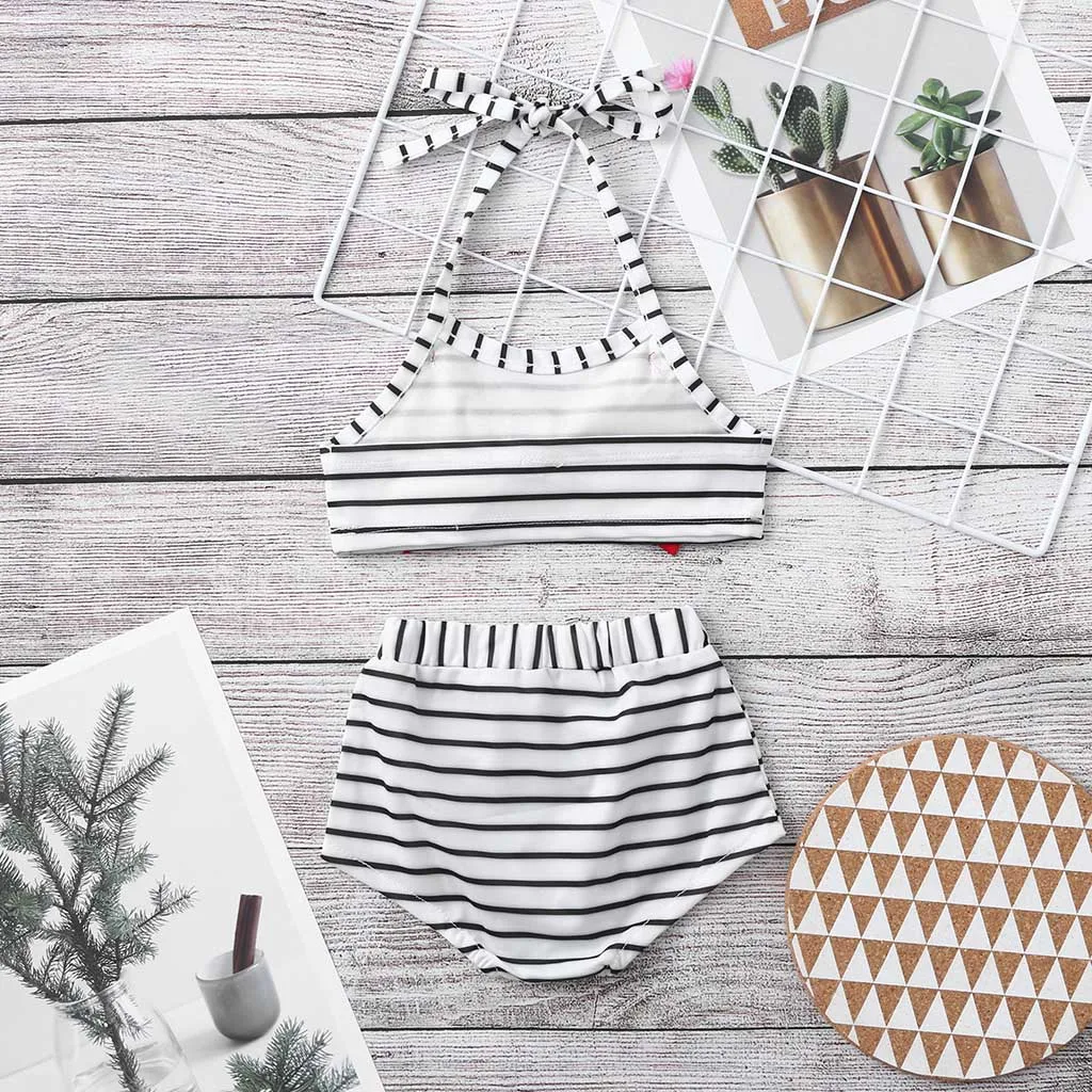 

PatPat 2021 New Summer 2pcs Baby Girl Stripes Swimsuit