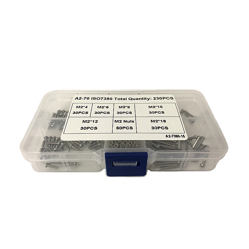

New 230 Pcs/Set M2 Cross Flat Head Self Tapping Screw Assortment Kit Wood Thread Nail Screw Set DIY Countersunk Head Small Screw