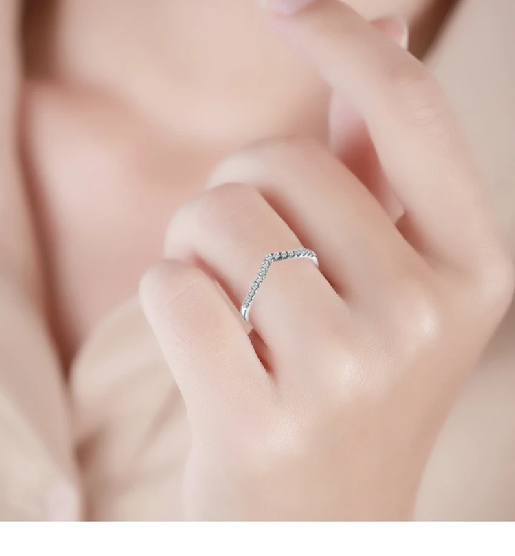 Trendy18K Real True Solid Gold Genuine Diamond V Letter Tail Rings Bands for Women Girlfriend Fancy Upscale Office Jewelry Gift | Украшения