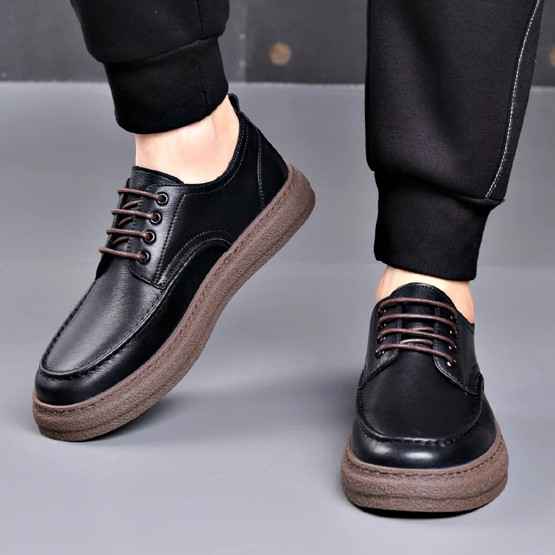 Кроссовки мужские в британском стиле дышащие на шнуровке плоская подошва