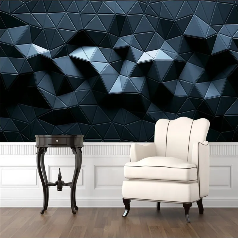 

Modern Abstract 3D Navy Blue Geometric Polygon Photo Wallpapers for Internet Cafe Game Room Industrial Decor Mural Wall Paper 3D