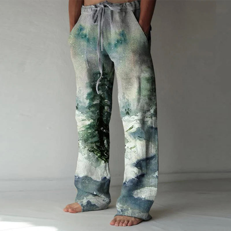 

Vintage Men Skull Print Loose Straight Pants Spring Summer Fashion Trousers Street Hipster Casual Pants 2021 Mens Streetwear