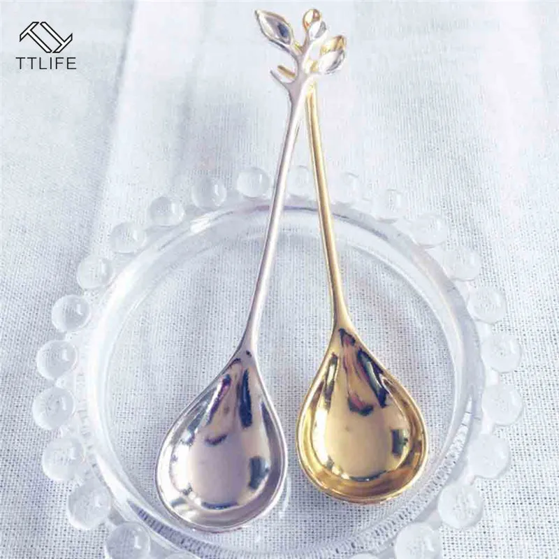 Винтажная Изысканная маленькая кофейная ложка в форме ветки столовые приборы