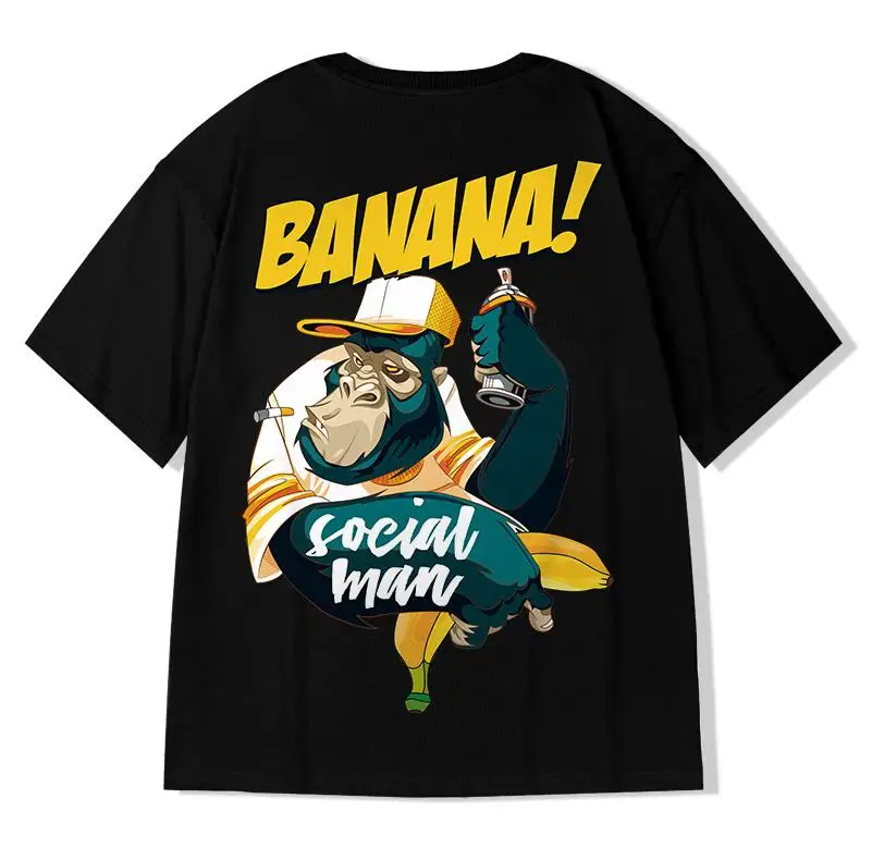

Abfer 2021 Hip Hop T Shirt Men Cartoon Tshirt Chimpanzee Oversized T-Shirts Harajuku Streetwear Summer Short Sleeve Tops Tees