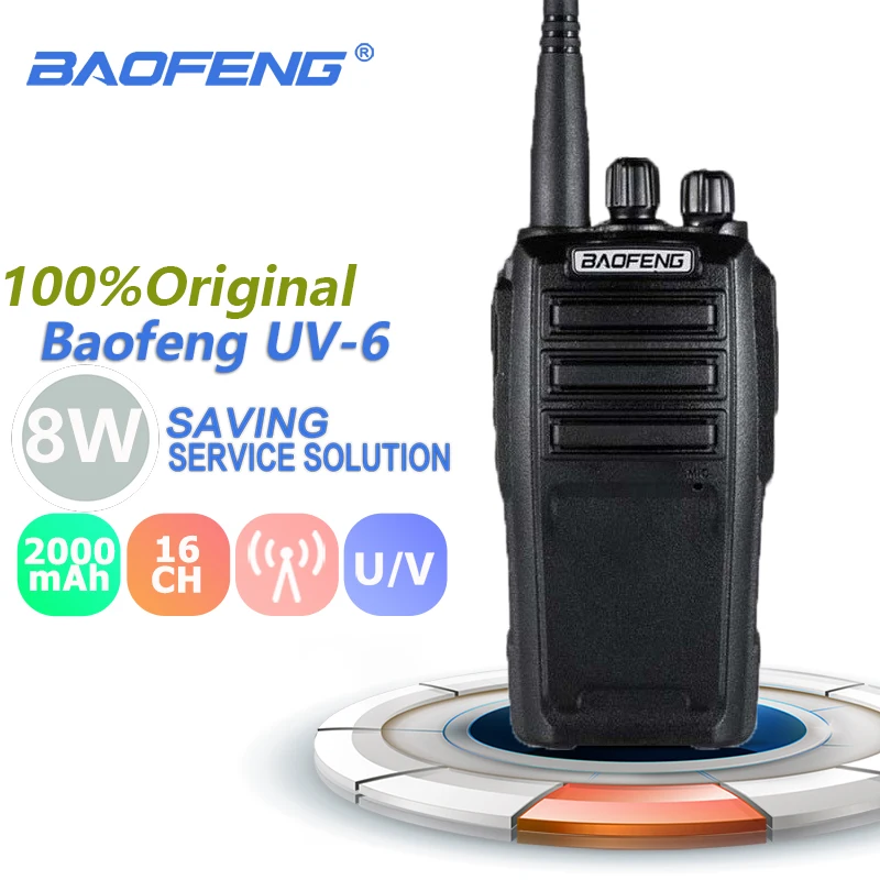 

Baofeng UV-6 Walkie Talkie 8W UHF&VHF 2000mAh Two Way Radio Comunicador Uv6 UV 6 Rechargeable Ham Car Portable Powerful Radios