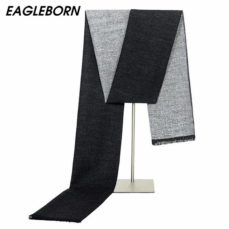 Мужской шарф модный однотонный черный серый простой Осень-зима шарфы для мужчин