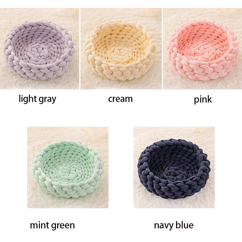 

Woven Cat Bed Pet Nest Warm Soft Cat Basket Hot Sale Cat Lazy Lounger Wool Cotton Kennel Dog Sleeping House Cat Cave Pet Supply
