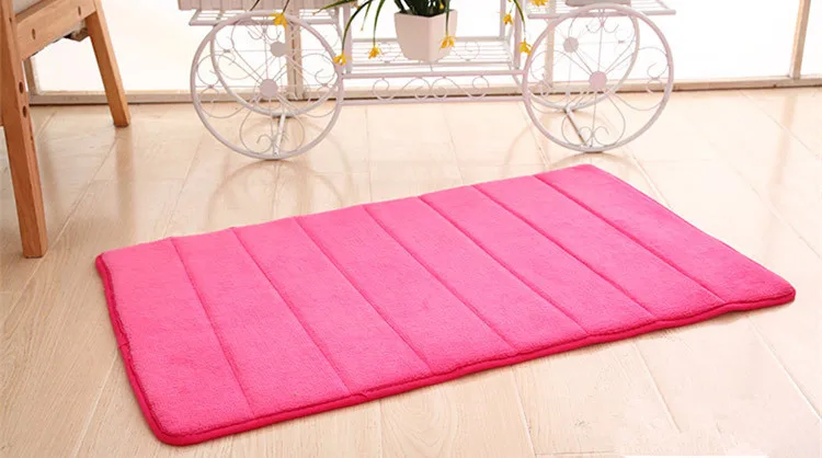 Полезные 40*60 см коврики для ванной коврик в горизонтальную полоску для ванной комнаты впитывающие Нескользящие коврики для ванной комнаты - Цвет: Rose Red