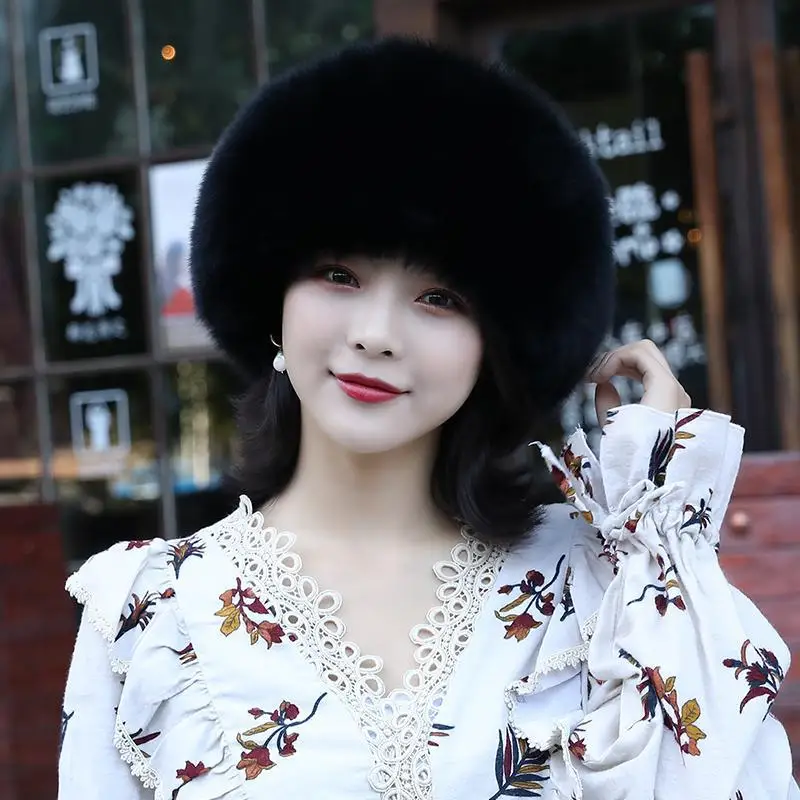 

Fox Fur Hat Female Autumn And Winter Fashion Fur Lei Feng Hat Raccoon Hat Fox Ball Windproof Warm Earmuffs