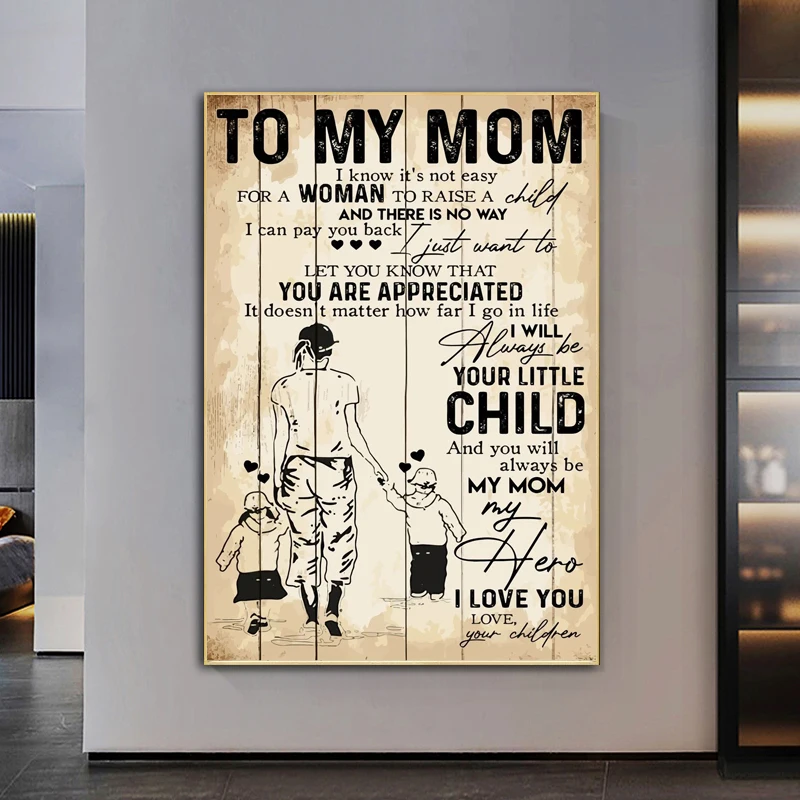 

To My Mom and Dad Motivation Quote Poster Canvas Painting Prints Mother's Day Gift Picture for Living Room Interior Home Decor