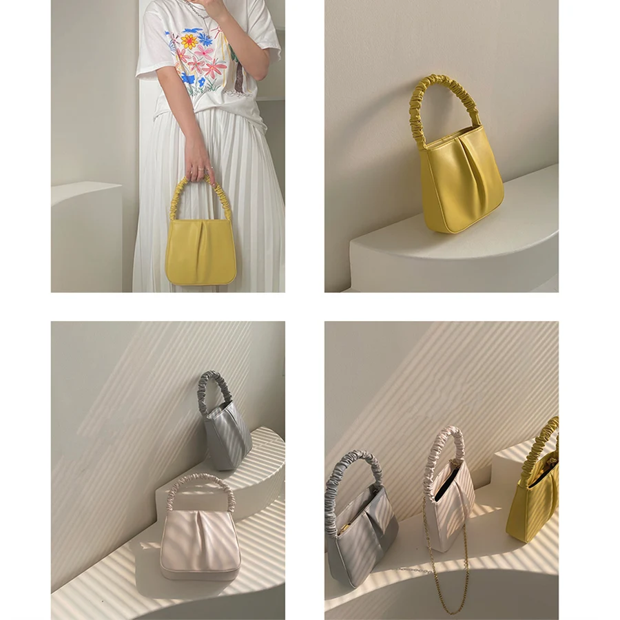 

Fashion Pleated Female Handbags Pu Leather Women Bags Designer Ladies Shoulder Bag Chain Crossbody Bags Elegant Hand Bag Bolsas