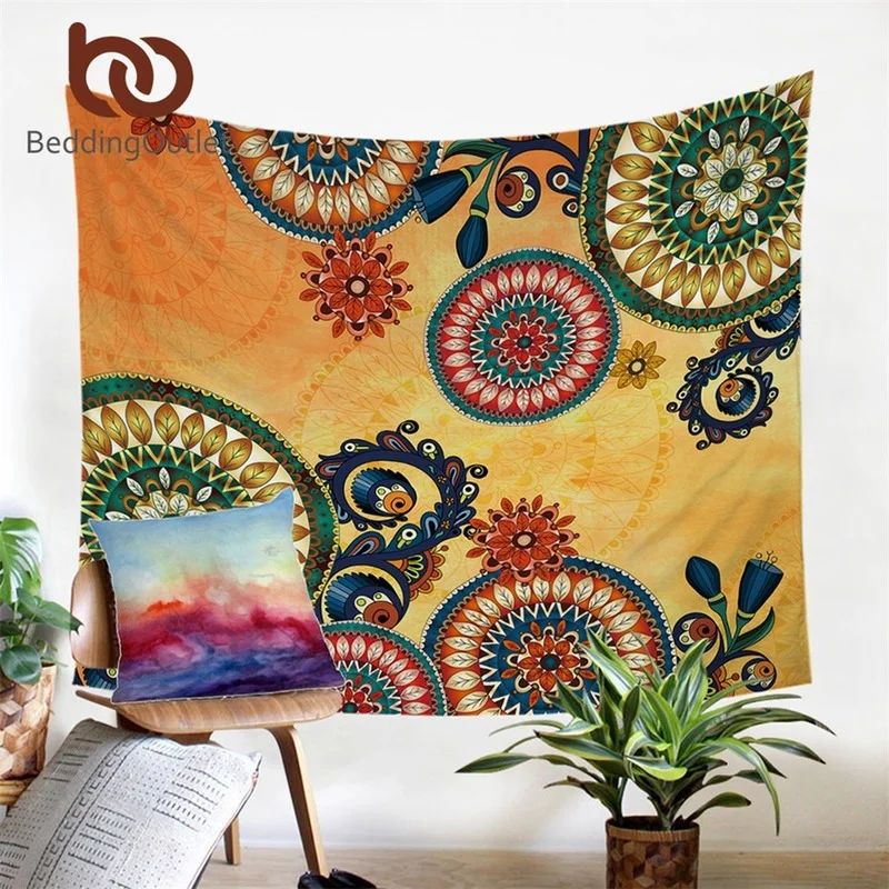 

BeddingOutlet Kaleidoscope Tapestry Wall Hanging Bohemian Decorative Wall Art Mandala Flowers Bedspreads Ethnic Sheet 150x200cm