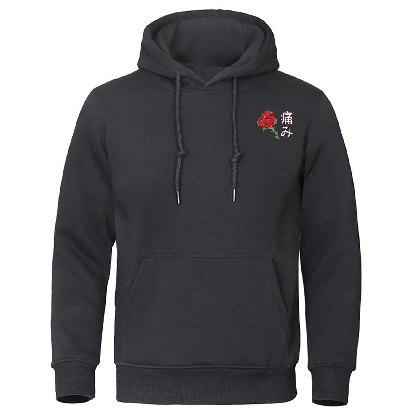 Худи мужское флисовое с принтом в японском стиле уличная одежда Харадзюку теплая