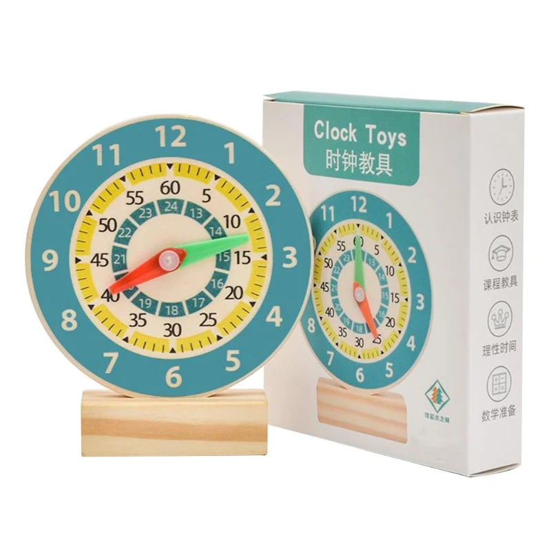 

28EC Kids Simulation Clock Class Math Training Supplies Wooden Toy