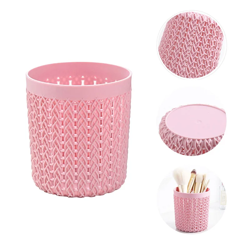 

Cylinder Pen holder Hollow Cosmetic Brush Box Holder Empty Plastic Cosmetic Brush Storage Cup Make Up Tool Bathroom Accessories