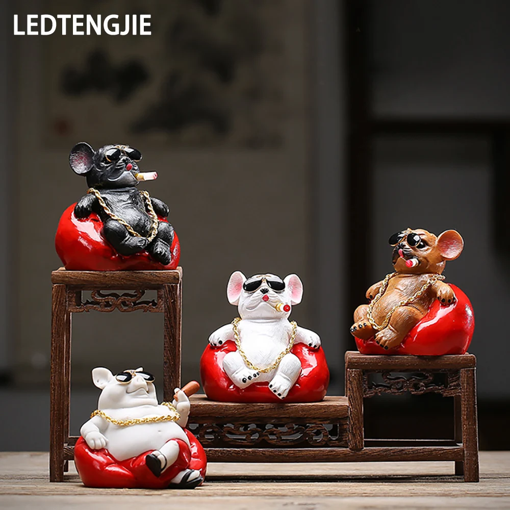 

LEDTENGJIE Car Decoration Ornaments Creative Social Dog Bully Dog Smoking Personality Decoration Fashion Cool Essential