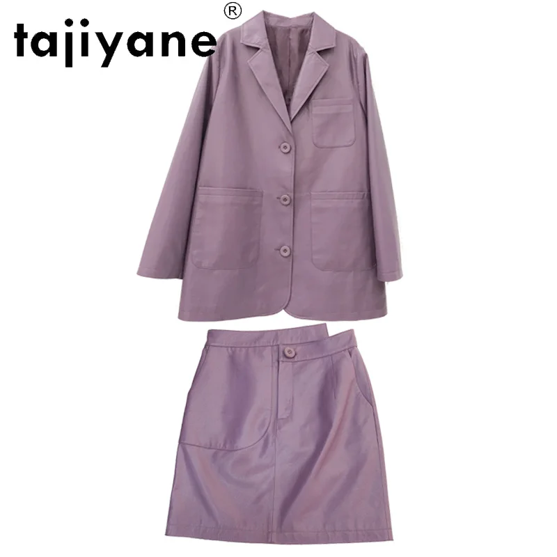 Jacket Leather Genuine Women 2021 Autumn Natural Sheepskin Jakcets Female Sheep Skin Skirt Woman Suit Femme Veste TN577