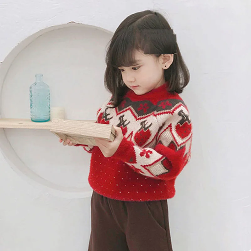 Свитер для девочек пуловер детская одежда с фруктами детские зимние топы