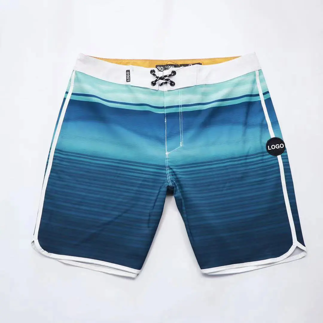 Мужские эластичные пляжные шорты многоцветные в полоску водонепроницаемая