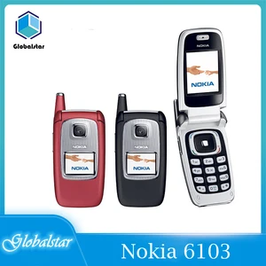 nokia 6103 refurbished original phone nokia 6103 flip cell phone with refurbished free global shipping