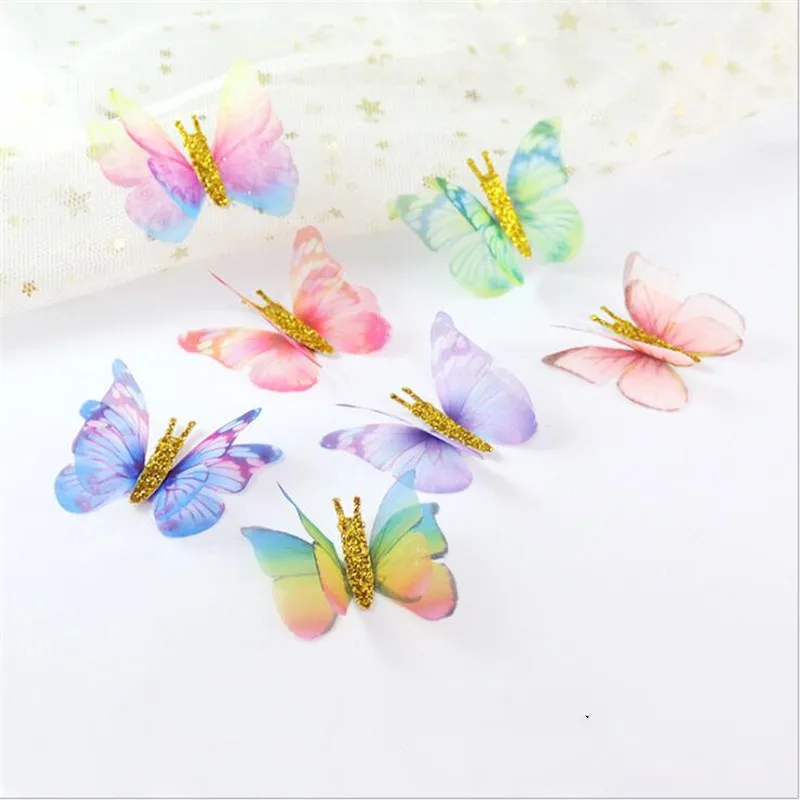 

10pcs/lot New Vivid Double Wings Yarn Butterfly Charms Connectors For DIY Earrings Hairclip Jewelry Making Finding Accessories