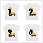 Детские футболки для мальчиков, футболки для малышей с короткими рукавами экскаватор топы, модная детская футболка От 1 до 5 лет для мальчиков и строительства на день рождения