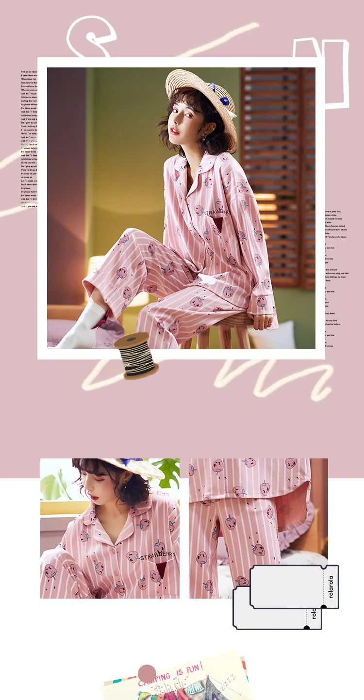 Розовая полосатая пижама с принтом, Cottoon Femme, пижамный комплект, стежка, женское нижнее белье, пижама с рисунком, Пижама