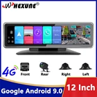 Автомобильный видеорегистратор, 12 дюймов, 4G, Android 9,0, автомобильный 4-канальный видеорегистратор, видеорегистратор, обзор 360 , Wi-Fi, GPS-навигация, ADAS, зеркало заднего вида