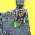 Valley эмалевая брошь U-shape форме, благодаря чему создается ощущение невесомости с шпильки горный лес поток воды штырь отворотом красивое восход солнца изготовленный на заказ рюкзак с нашивками Куртки ювелирные изделия