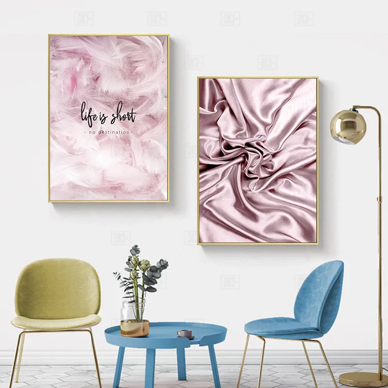 

Pink Purple Landscape Poster Beach Snow Mountain Feather Life Beautiful Home Wall Art Decoration Canvas Painting Picture
