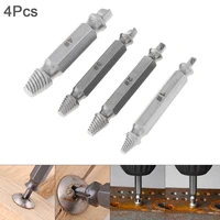4pcss2 alloy steel screw extractor drill bit tools with hexagon handle and double side for brokendamaged bolt stud